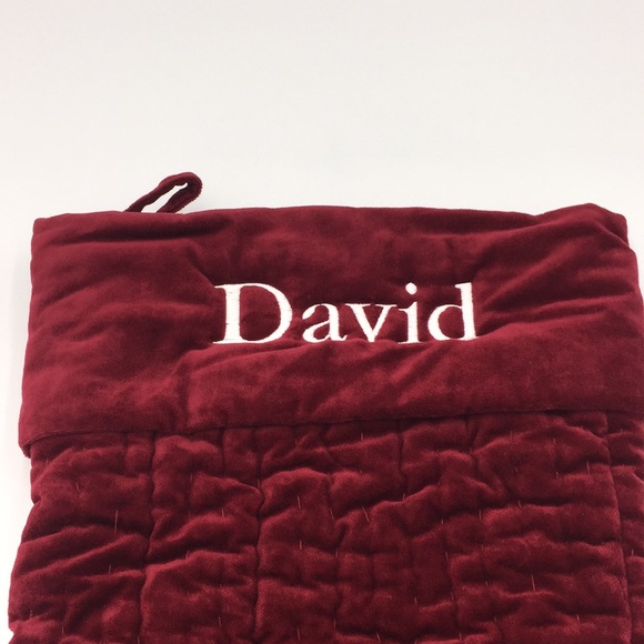 Pottery Barn Quilted Velvet Christmas Stocking Red Monogrammed David 24 inch - Picture 4 of 13